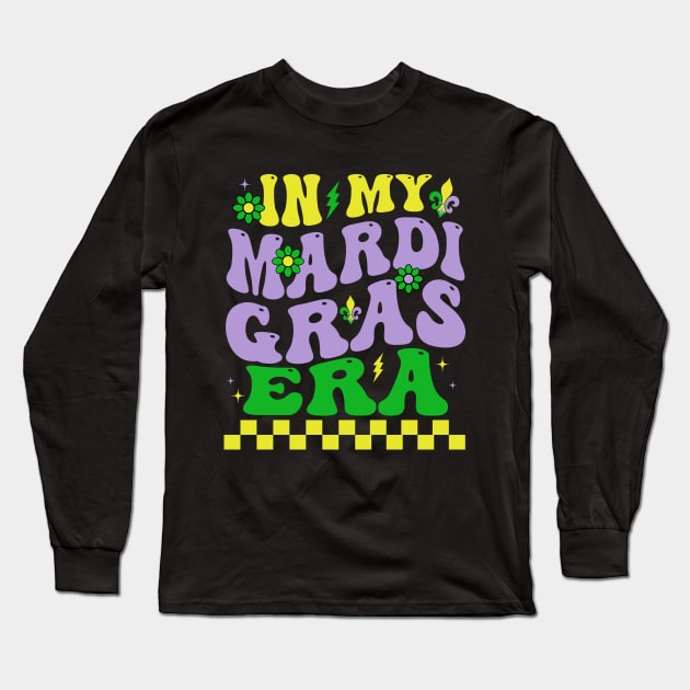 In My Mardi Gras Era Festival Retro Carnival Holiday Long Sleeve T-Shirt by Crayoon